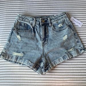 PacSun Light Wash Ripped Denim Mom Shorts